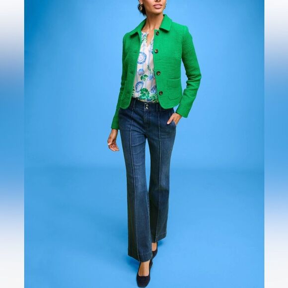 Talbots Flare Leg Pintuck Jeans – Lapis Wash, Size Petite 8P - Picture 7 of 8